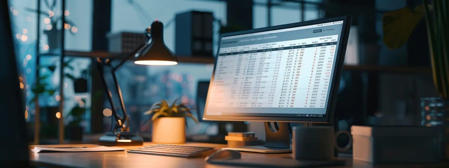 The Benefits of Using Telecom Expense Management Software for Businesses Office desk with digital invoice data, highlighting telecom expense management software for efficient invoice workflows.